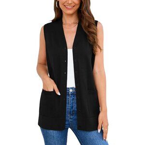 Women's 2026 Sleeveless Button Down Cardigan Sweaters Fashion Casual Soft Knit O